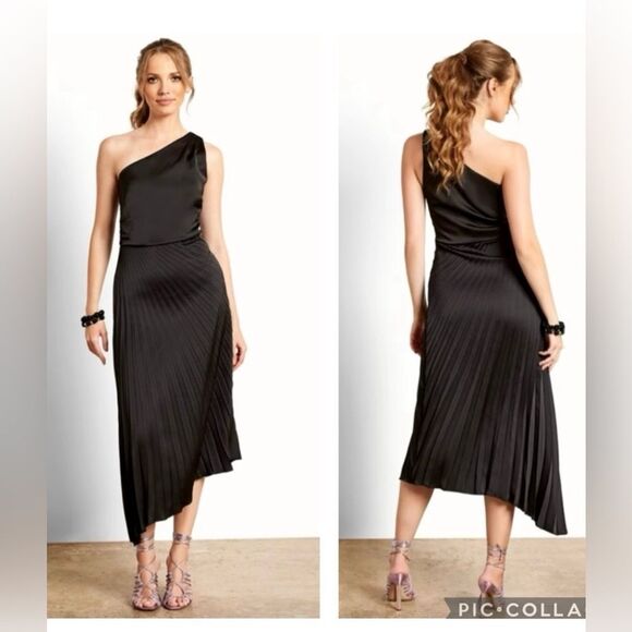 Sam Edelman  NWT Size 12 )))Elegant Black One-Shoulder Dress - Picture 1 of 2